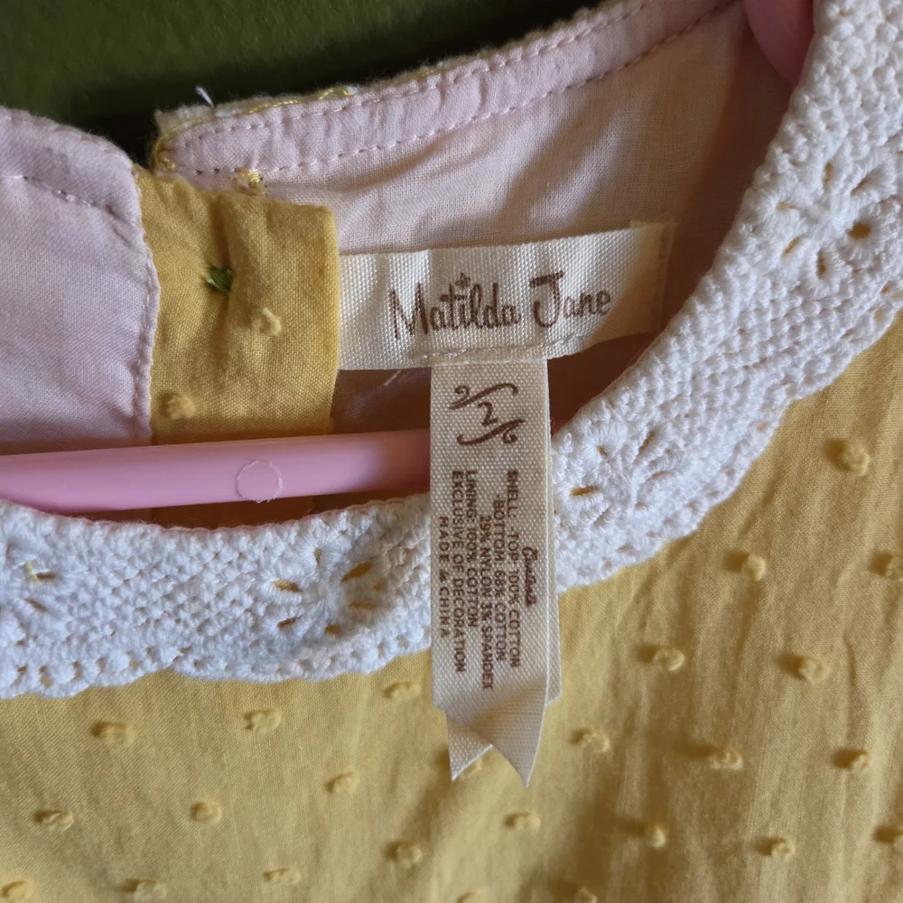 Matilda Jane Yellow Floral Lace-Trim Dress